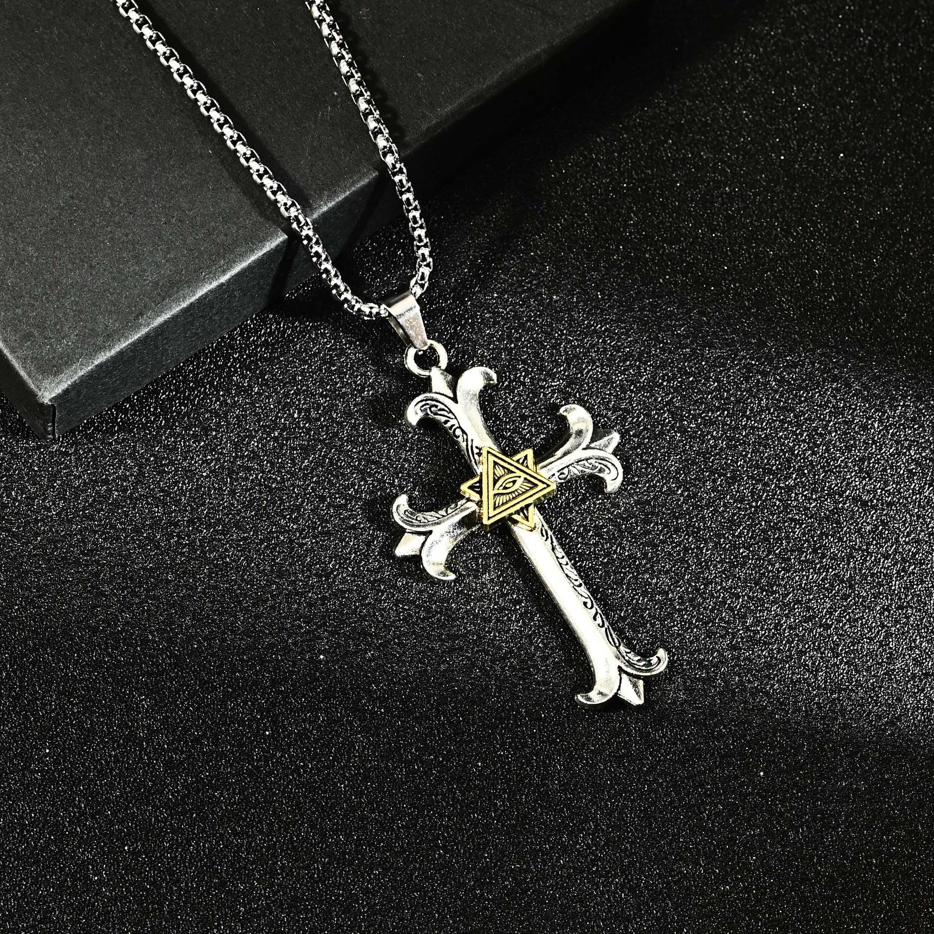 Hip Hop God s Eye Men s Cross Pendant Old Personality Niche Necklace Pendant Hip Hop Style