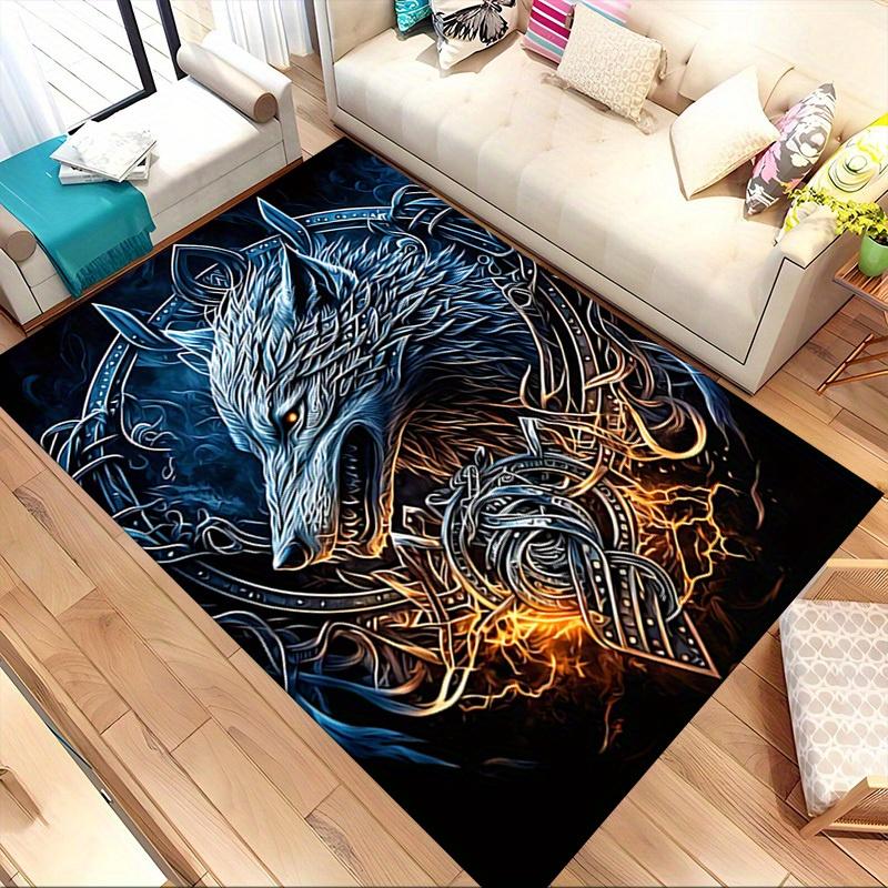 1pc Wolf Armor Themed Rug for Home Decor, Non-slip Office Carpet, Chair Mat, Outdoor Mat, Christmas and Halloween Gifts-0731035