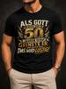 Gerunisex 50th Birthday With Distressed Gold Wings Lightning Marks And Als Gott Mich Vor 50 Jahren Unisex All TShirt