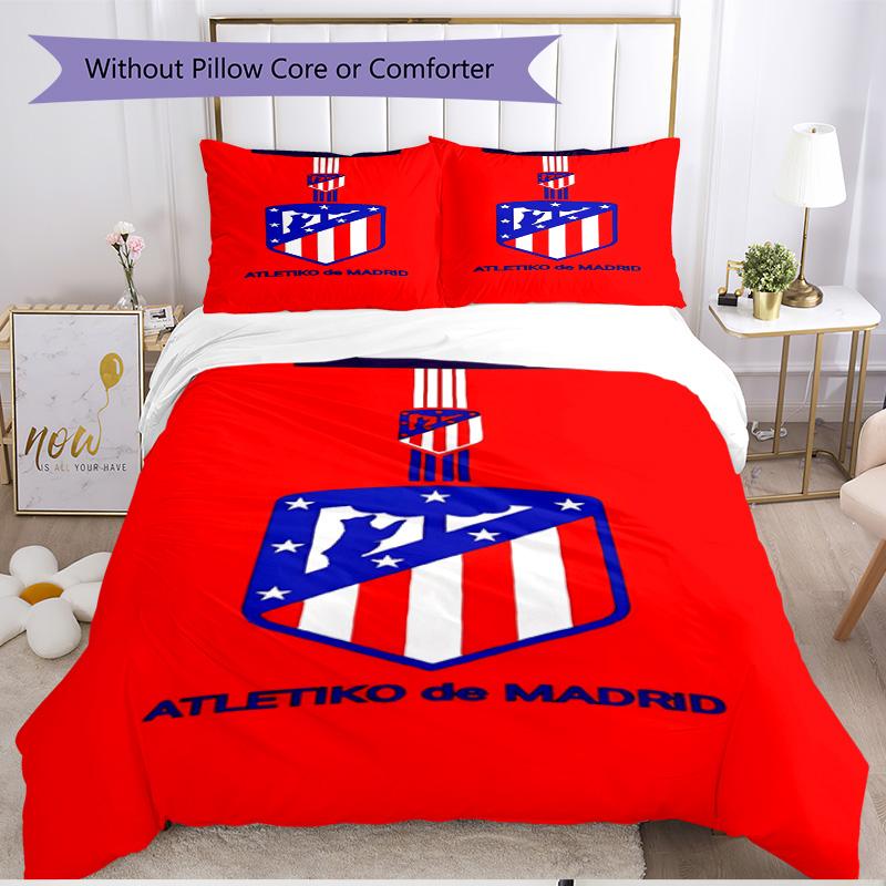Set copripiumino 3 pezzi (1*Copripiumino + 2*Federe, Senza Nucleo), Set Biancheria da Letto Morbido Stagione Unica Atletico Madrid Print, Regalo Decorazione Camera da Letto