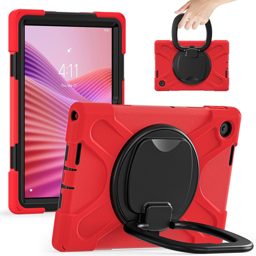 For Lenovo Tab 10.1 (2025) TB311XU/Zhaoyang K10C Case TPU + PC + Silicone Tablet Cover Swivel Kickstand Handle Grip