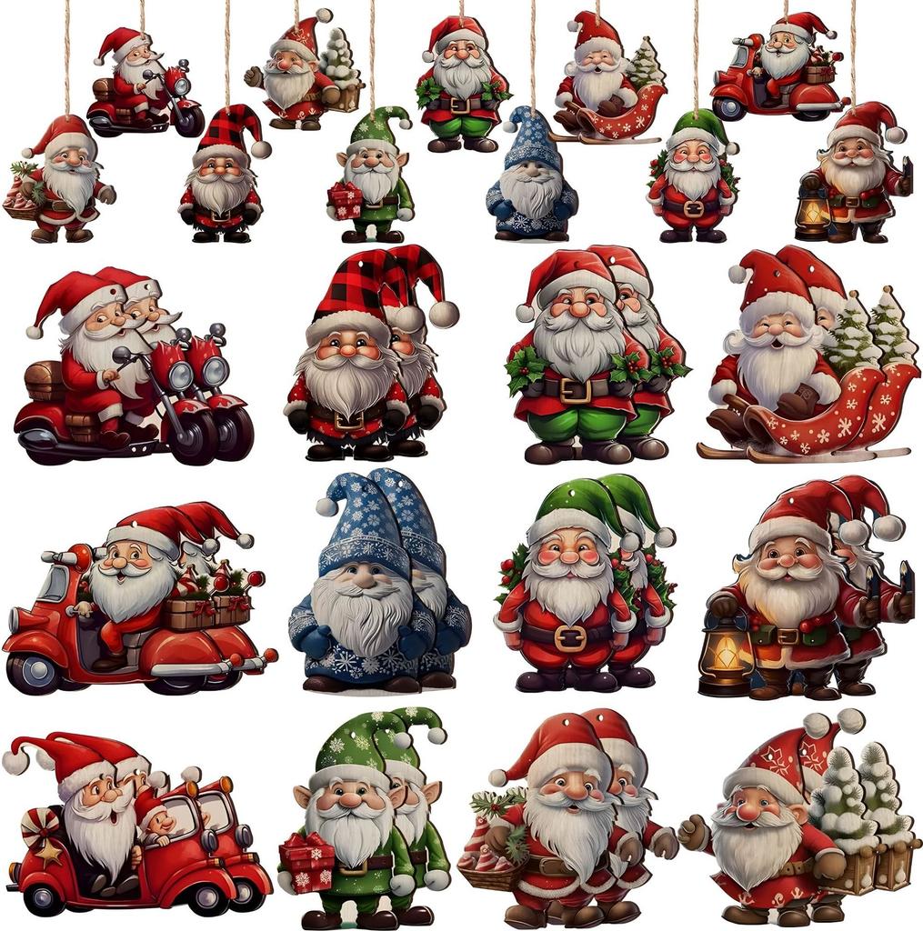Set Wooden Christmas Dwarf Gnome Decoration Christmas Tree Decoration Wooden