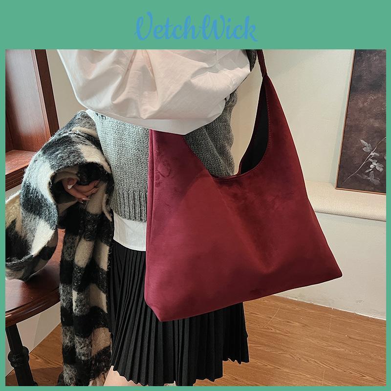 Minimalist Solid Color Suede Tote Bag For Women With Small Bag And Urban Style For Daily Wear