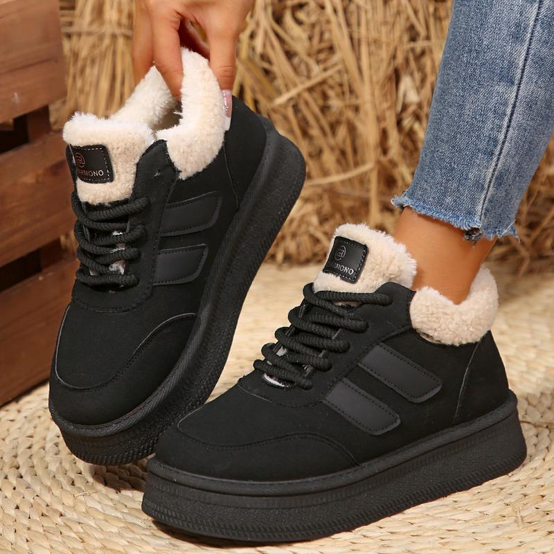 Women's Winter European & American Vintage Style Snow Boots - Thin Straps, Fleece-Lined, Warm, Outdoor-Ready