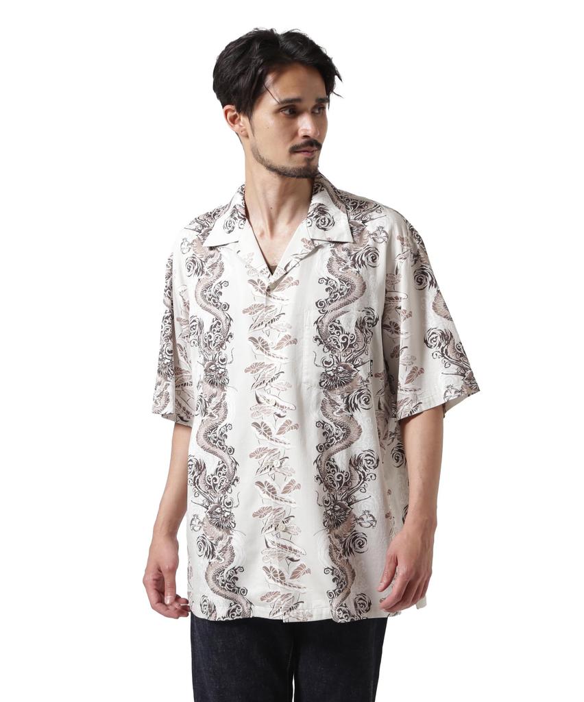 AVIREX Aloha Shirt Dragon Rise Size (WEB&DEPOT Exclusive) Men's L, 414, Natural, 783-5123024