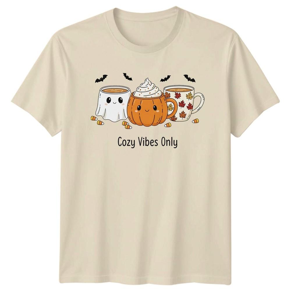Cozy Vibes Only Unisexs TShirt Halloween Drinks Autumn Halloween Gift For Her