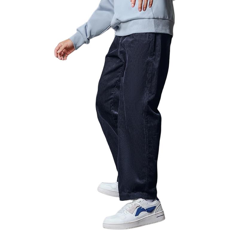 Li-Ning Pure Color Zip-Up Straight-Leg Casual Pants Men Bottoms Black AKXR457-3