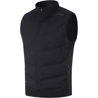 LiNing Running Series Color Block Water-Resistant Versatile Cold-Resistant Solid Color Sleeveless Zipper Winter Down Jacket Men Outerwear AYMU037-4