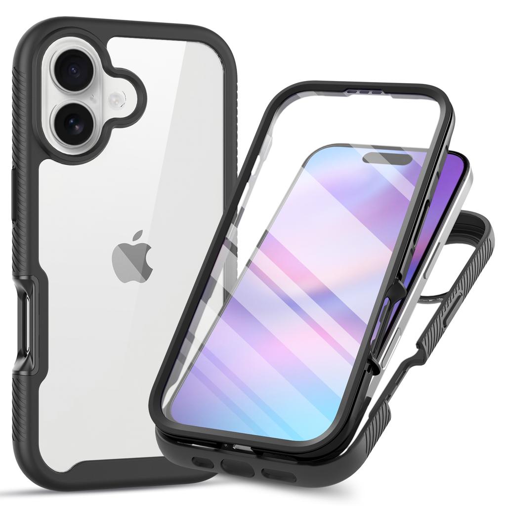 Clear Case for iPhone 17 PC+TPU Phone Back Cover with PET Screen Film