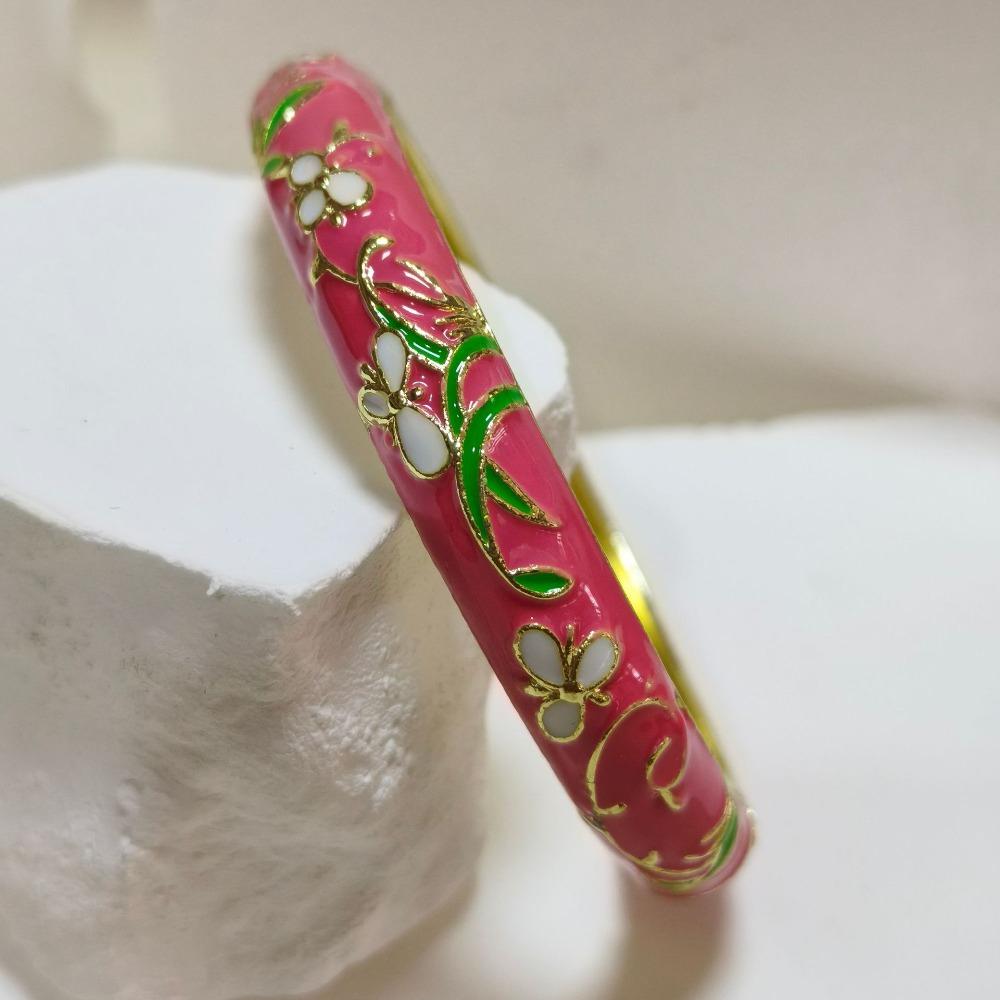 Extra Width Enamel Bangle 1cm Colorful Enamel Bangle Five Leaves Enamel Bracelet Souvenir Gift