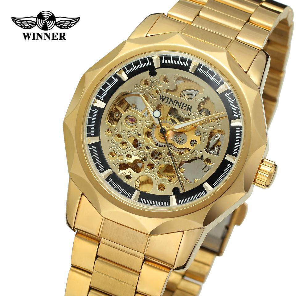 Winner Factory Gold Wrist Watch Custom Casual Montre Homme Saat Men Luxury Skeleton Automatic Men's Mechanical Watch