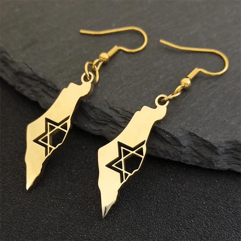 Israel Karte Land Anhänger Halskette für Frauen Männer Edelstahl Silber Farbe Magen Je Davidstern Hebräische Kette Schmuck