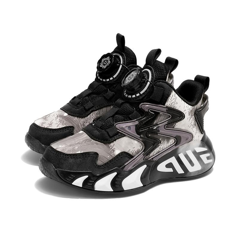 Children's Basketball Shoes Men's 6-12 Years Old Children's Shoes 2025 New Autumn and Winter Running Velvet Sports Shoes Entity