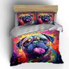 Colorful Pug Splash Art Design Bedding Duvet Cover Set  (1*Duvet Cover 2*Pillowcases, without duvet insert)