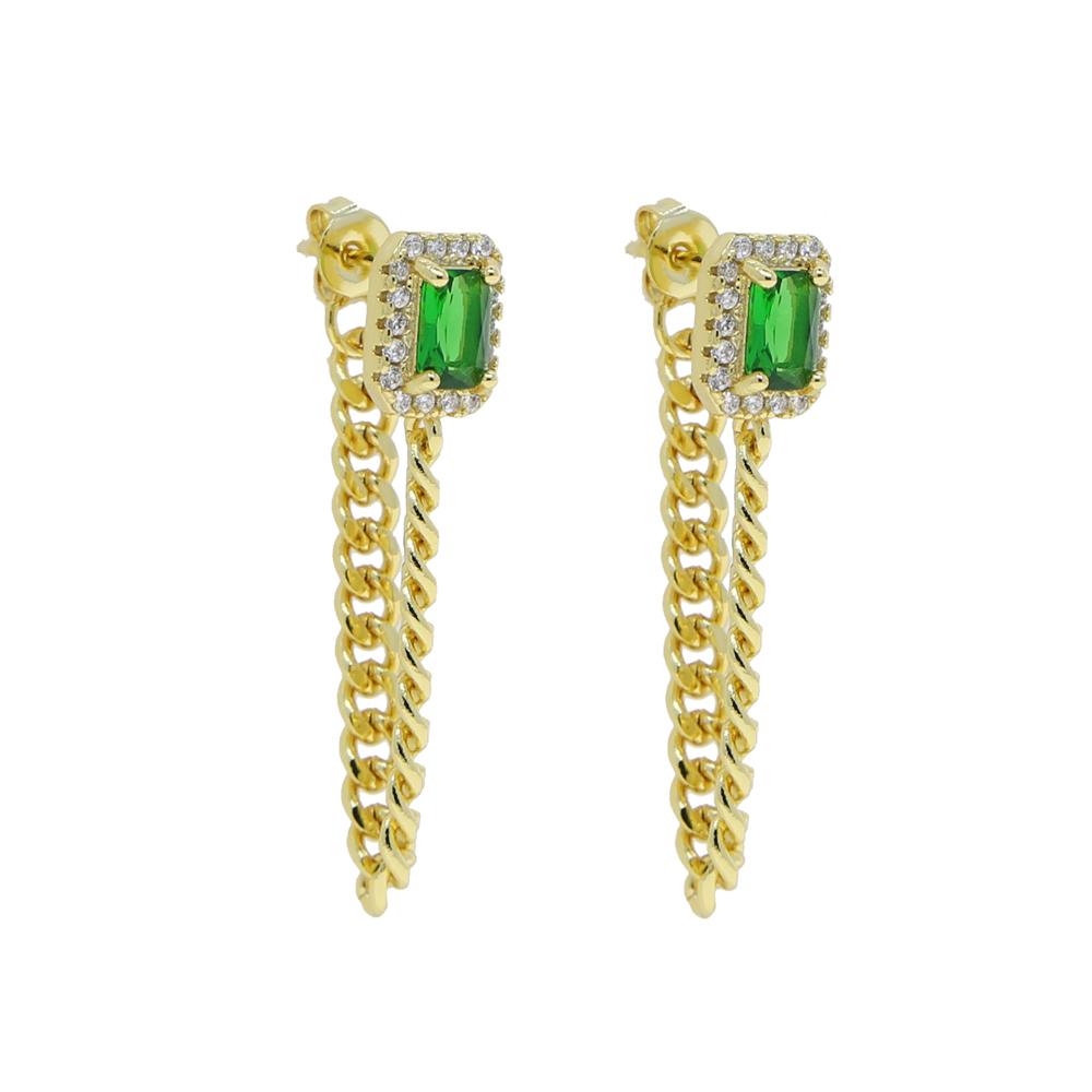 Colorful Tear Drop Cz Tassel Chain Earring Elegance Romantic Girlfriend Gift Fashion Jewelry