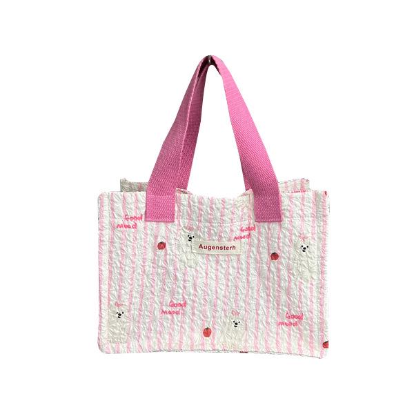Trendy Striped Cartoon Foaming Cat Handbag - 2024 Spring/Summer College Style Lunch Bag