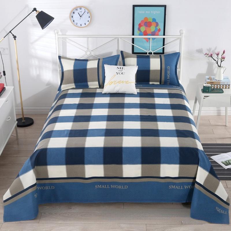 Flat Sheets Household Four Seasons Plaid Comfortable Soft Antibacterial Bedspread Cover Bedding Queen Size Bed Sheet Breathable