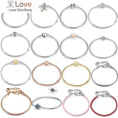 Braccialetti con ciondoli placcati in argento vintage di alta qualità, stile europeo, catena a serpente, adatti per braccialetti fai da te, gioielli da donna