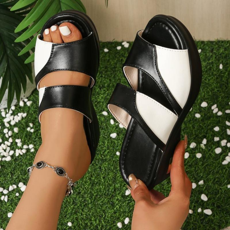 

Женские летние сандалии на танкетке большого размера, новая модная расцветка, с открытым носком 43 чёрный