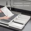 Expandable Drawer Organizers for Kitchen Utensils Adjustable Tray with Multiple Compartments for Spoons Forks and Knives
