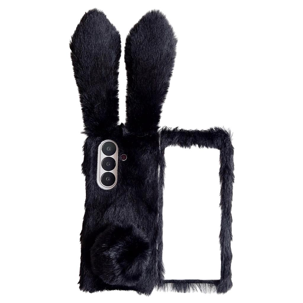 For Samsung Galaxy Z Fold7 5G Case Bunny Ears Winter Plush Hard PC Phone Cover