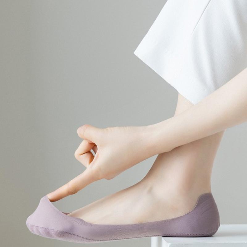 Boat Socks for Women Protect Toes Ice Silk Invisible Socks Thin Silicone Non-slip Anti-wear Feet Socks