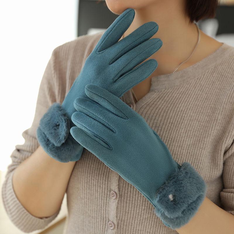 Gants pour femmes d'hiver en velours épaissi nouveaux gants chauds coupe-vent à écran tactile pour le cyclisme