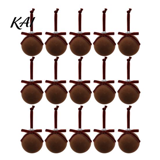 Velvet Christmas Tree Balls 15Pcs Flocking Ball Hanging Ornaments with Bow Decor, Retro Flocked Luxury Holiday Baubles Bubbles for Home Decoration,