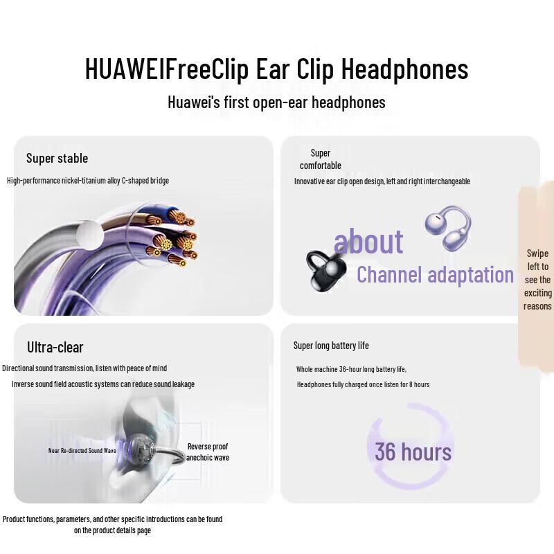 Huawei FreeClip Open-fit Bluetooth Earbuds