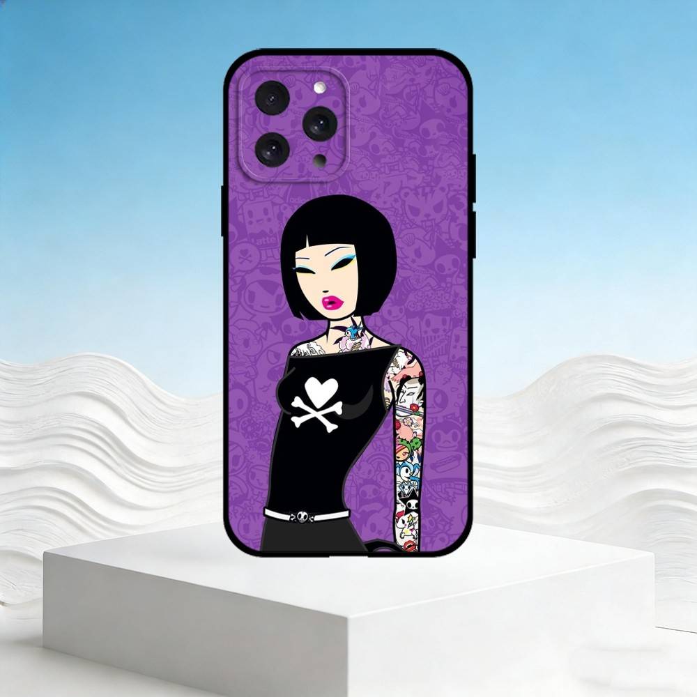 

R-Retro Cute Vibe T-Tokidoki Art Phone Case For iPhone 17,16,15,14,13,12,11 Plus,Pro Max,SE4Soft Silicone Black Cover iPhone16promax