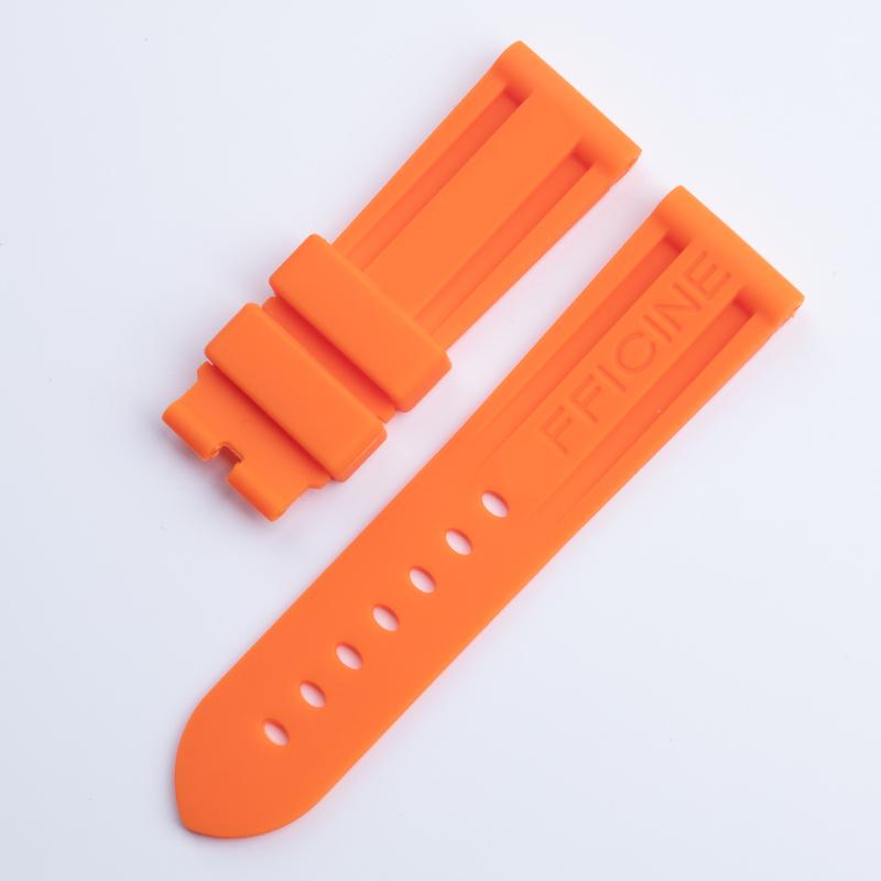 24mm Soft Top Quality Colorful Rubber Watchband For Panerai Strap Black Green Blue Red Band Butterfly Buckle Sport Waterproof