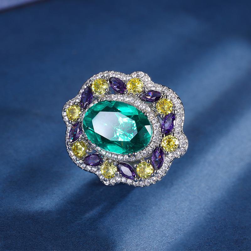 New European and American fashion emerald purple oval pendant necklace femininity