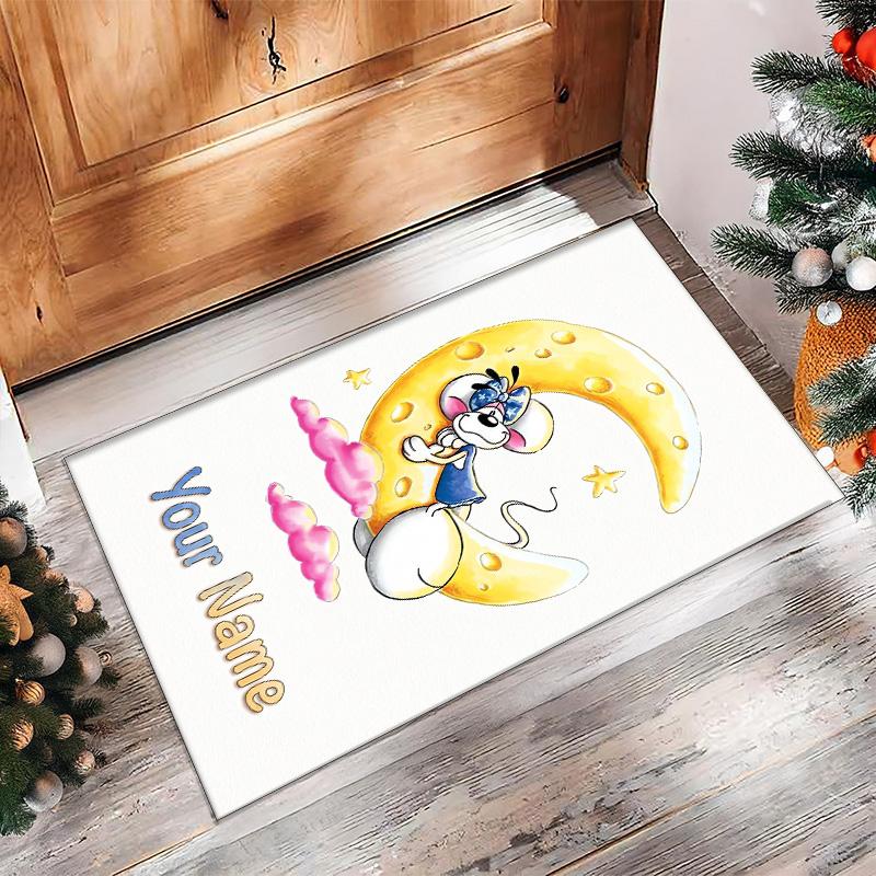 Diddl Crystal Velvet Rug, Custom Name Text Personalized Non‑Slip Floor Mat for Home Decor Gift