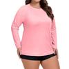 Plus Size Sport Sunscreen Top Women Summer Sunscreen Quick-drying Long-sleeved 3D T-shirt Round Neck Solid Color Breathable Tee