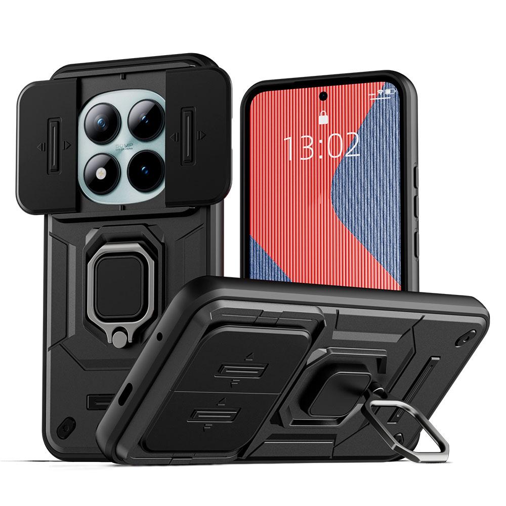 KEYSION Shockproof Case for Xiaomi Redmi Note 15 Pro+ 5G Slide Camera Protection Metal Ring Stand Phone Cover for Redmi Note 15 4G 5G