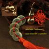 Red String Chinese Knot Copper Gourd & Five Emperors Coins Hanging Ornament for Home or Car