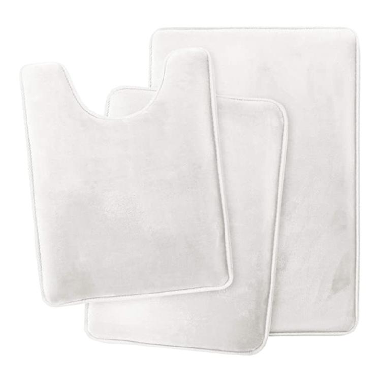 Set of 3 Bathroom Rugs Bath Mat Super Absorbent U-Shaped Shower Mat Machine Wash