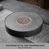 Imitation Black Gold Stone Round Tea Tray with Drain