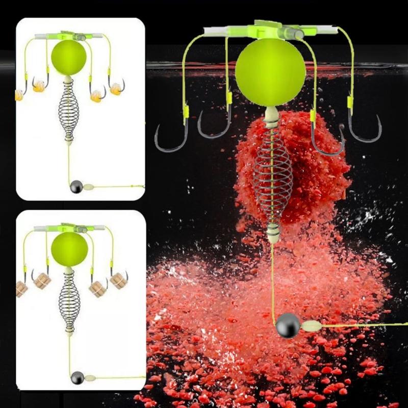 4Pcs AntiBottom Small Exploding Hook Fishing Baits Cage Four Hook AntiWinding Fishing Spring Baits Cage Easy to Use