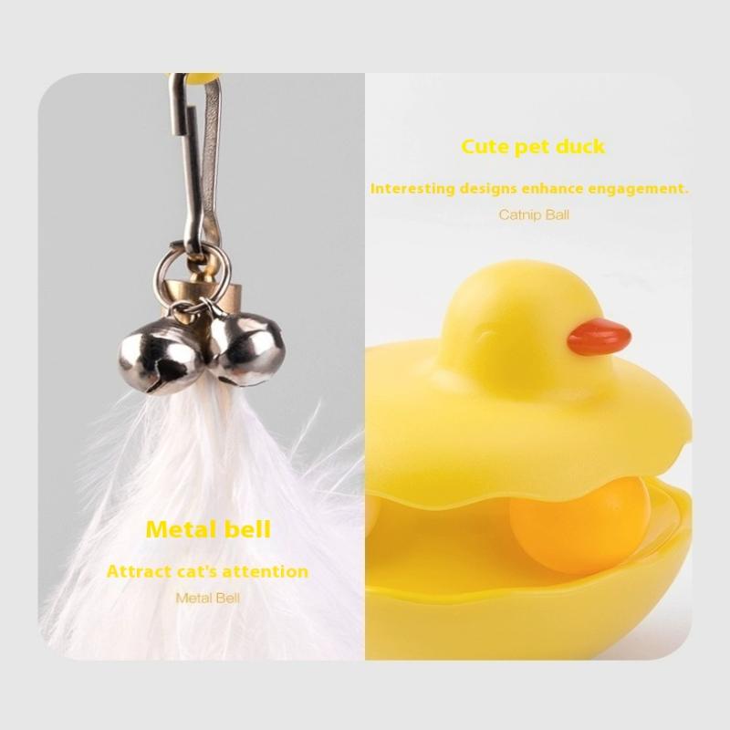 Cat Tumbler Toy with Teaser Attachment and Chew Ball Interactive Self Play Kitten Exercise Toy