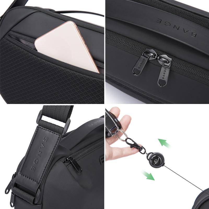 Men's Waterproof Crossbody Bag Oxford Large Capacity Multifunction Anti-theft Sling Shoulder Messenger Chest Bag Pack