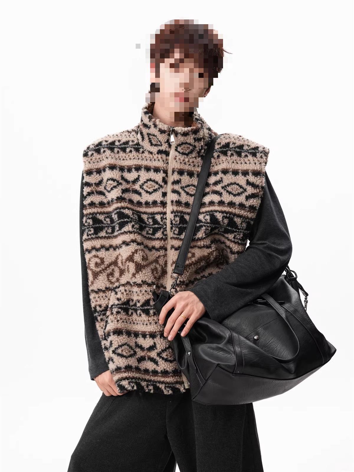 Мужской жилет Fair Isle из шерсти ягненка – Теплый, плотный винтажный свитер для многослойного образа на осень/зиму M