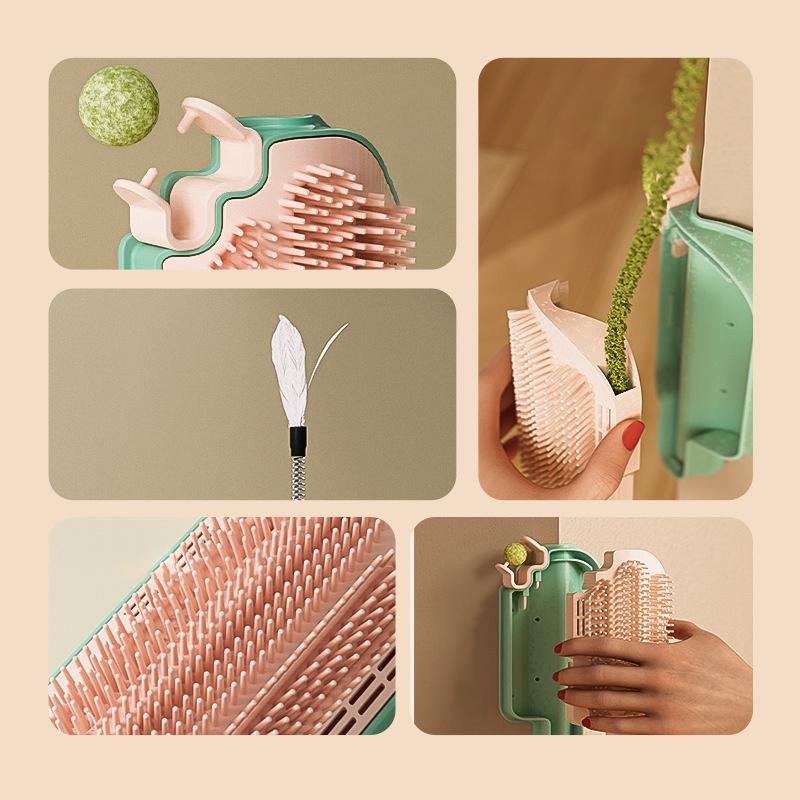 Multifunctional Corner Cat Massage Comb Funny Ice Cream Shape Self Cleaning Wall-Mountable Cats Scratcher Kitten Accessories