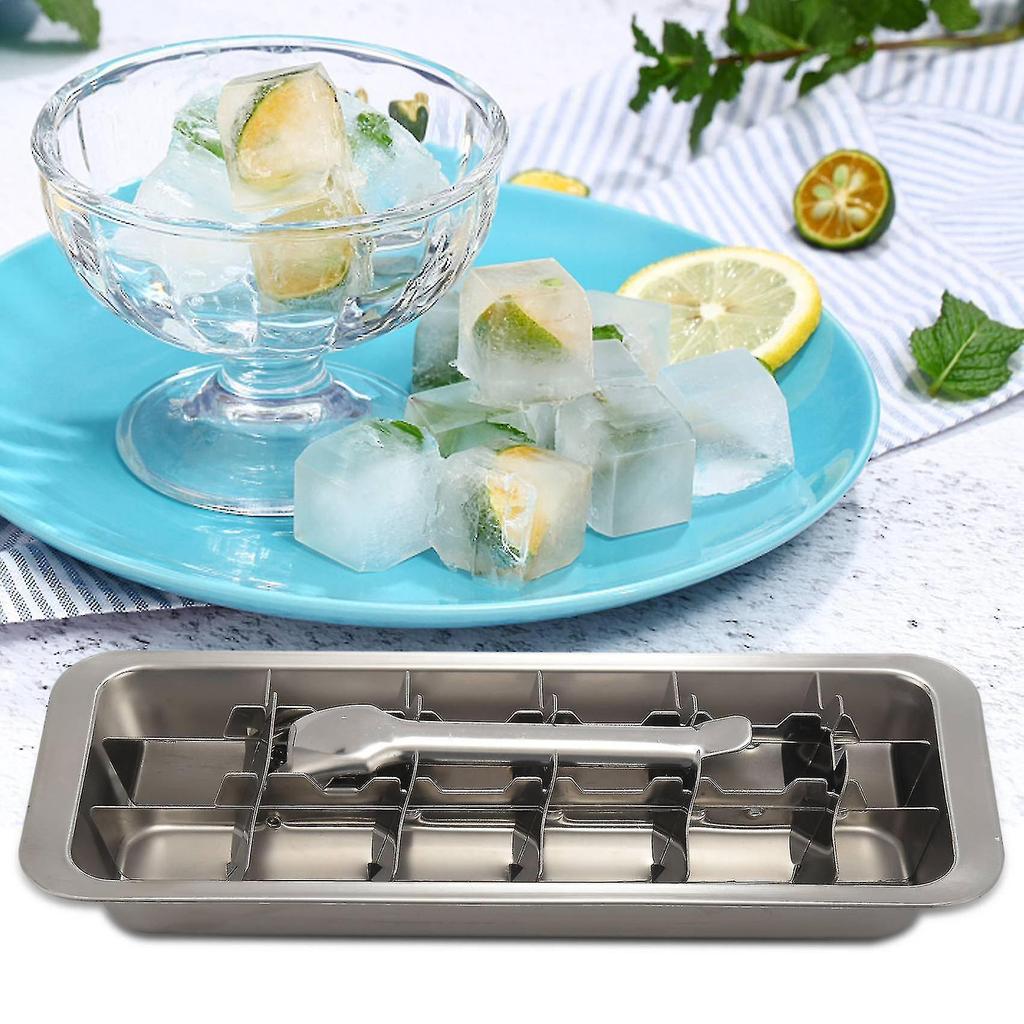 Lever-style Ice Tray, 2 In 1 Stainless Steel Ice Making Mold And Ice Cracker-hy