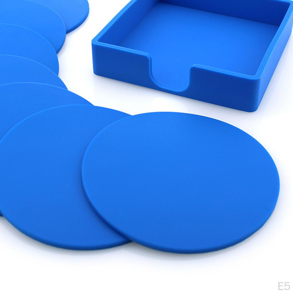 7pcs Colorful Rubber Silicone Coasters Round For Drink Placemat