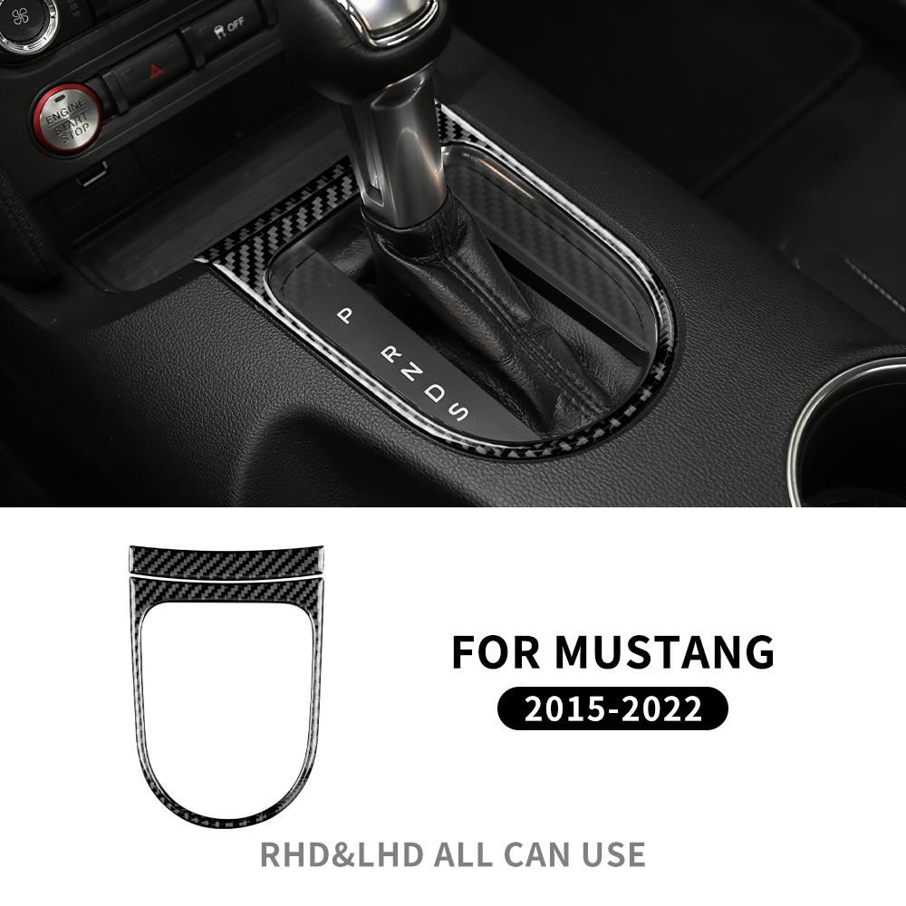 Real Soft Carbon Fiber Sticker For Ford Mustang 2015 2016 2017 2018 2019 2020 2021 2022 Car Gear shift Panel Trim Accessories