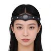 Embossed Pu Rivet Headband Medieval Style Halloween Hair Hoop  Cosplay Headband