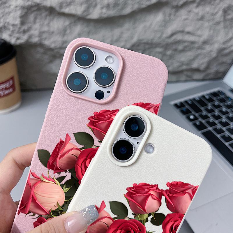 Luxury Rose Flower Phone Case For iPhone 17 Pro Max Funda iPhone 16 Pro Max 15 14 13 12 11 16e Air TPU Silicone Soft Cover Coque