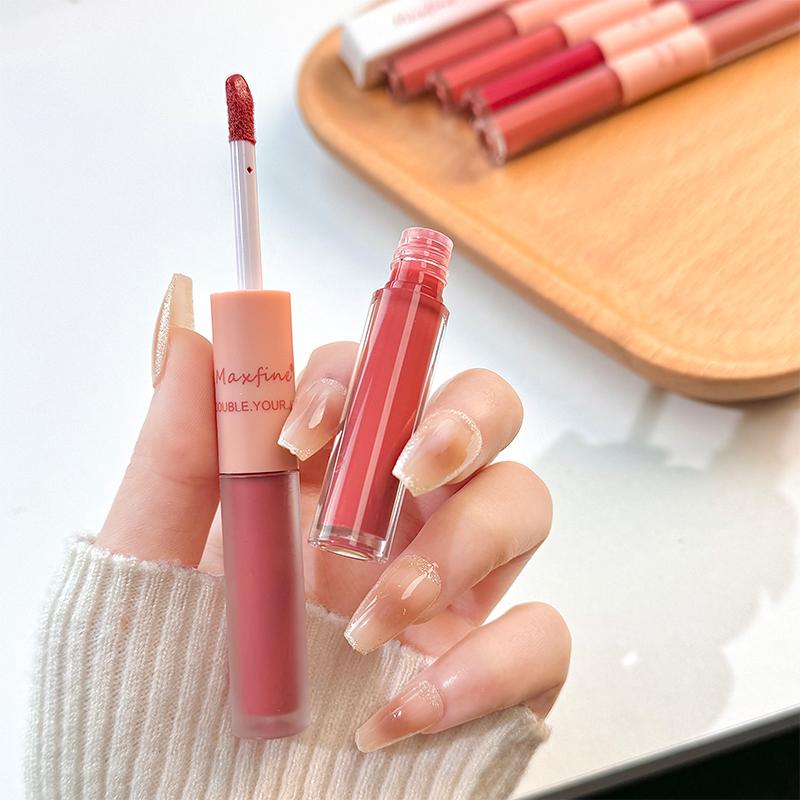 Double End Lip Glaze Full Gloss Mirror And Matte Velvet Long Term And Moisture Lip Gloss Anti Stain Cosmetic Lip Glaze