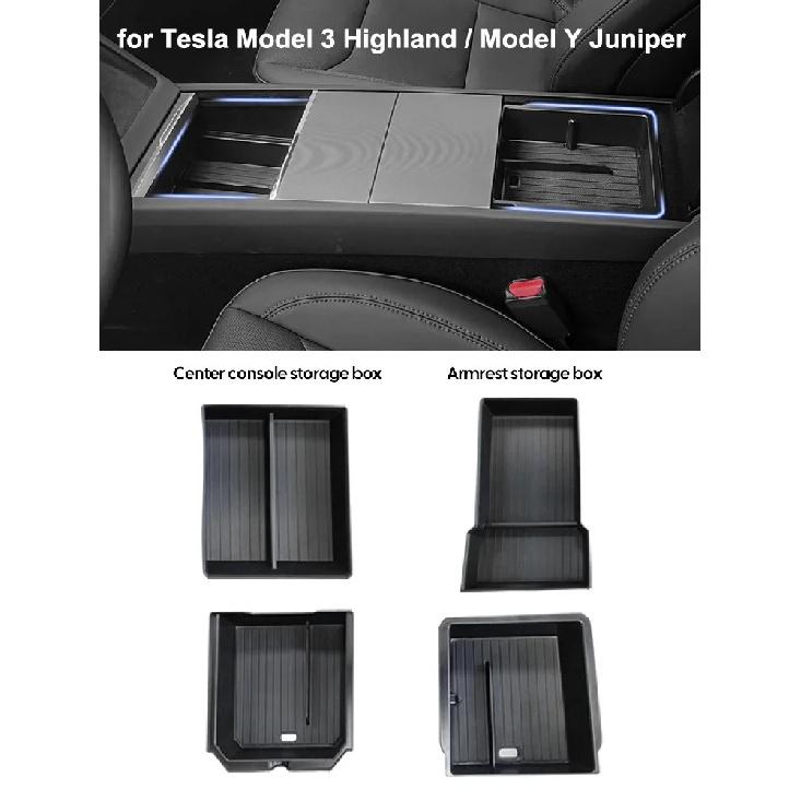 For Tesla Model Y Launch Juniper 2025+ Model 3 Highland 2024 Center Console Eyeglasses Case Armrest Storage Box Tray Upper&Lower